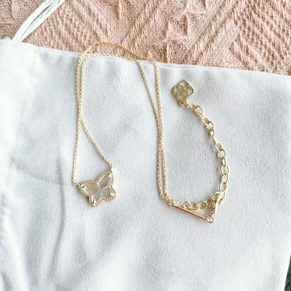 Kendra Scott - Lillia Butterfly Dichroic Glass Necklace Gold - Picture 3 of 4